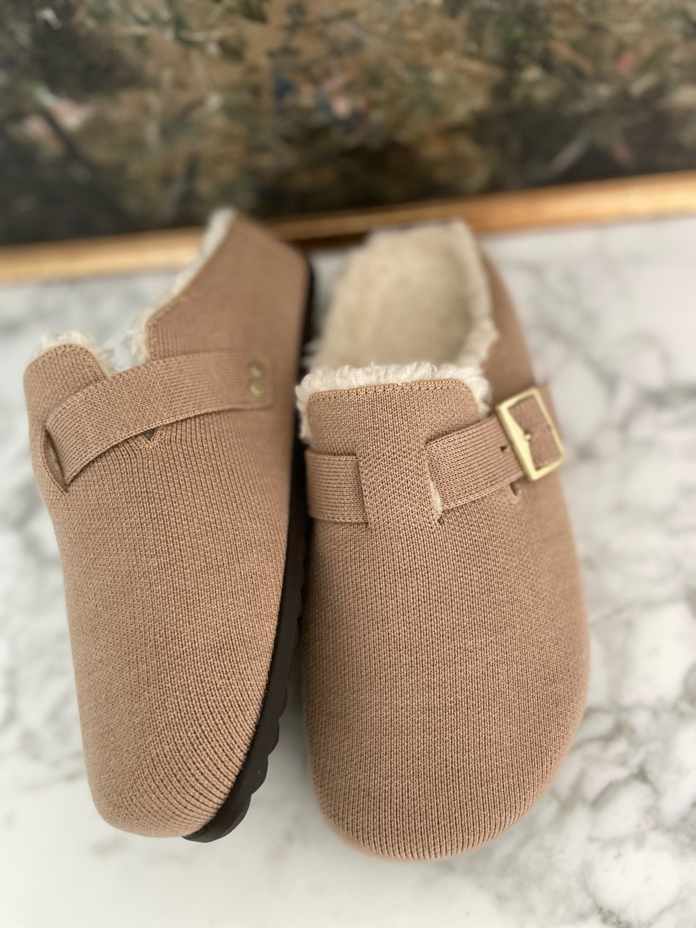 Rothy’s Cozy Buckle Clog Size 8 Lined Neutral Beige - Picture 7 of 8